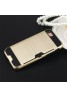 Apple iPhone 5G/5S Card Wire Drawing Candy Stripe Hard PC Hybrid Back Cover Card Storage Slot Pocket Cell Phone Fashion Case-Gold